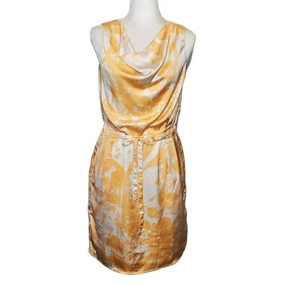 Banana Republic Sleeveless Floral Dress Drawstring Waist Side Pockets Size 4